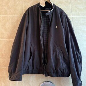 Polo Ralph Lauren Jacket Mens 3XLT Black Full Zip Collared Windbreaker Preppy